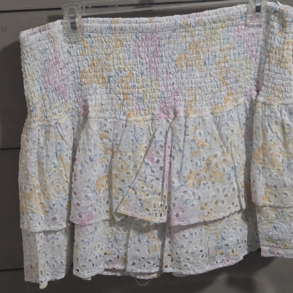 Aqua Pastel Floral Mini Skirt